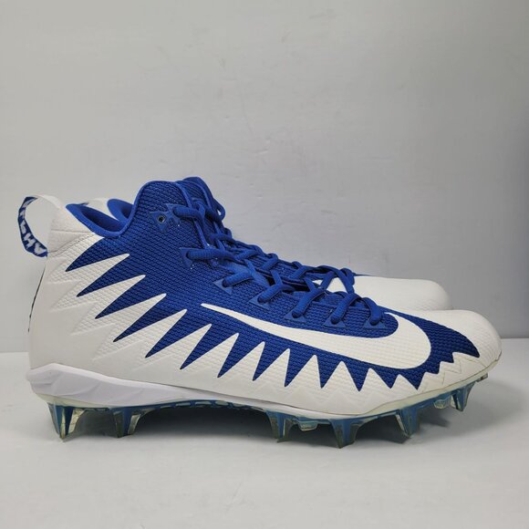 Nike Alpha Menace Pro Mid Men's White & Blue Football Cleats 871451-411 US Sz 12 - Picture 1 of 10